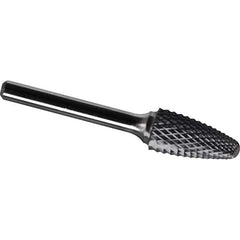 Made in USA - 3/4" Cut Diam, 1/4" Shank Diam, Tree with Radius Head Diamond Cut Burr - Carbide, 1-1/2" LOC, 3-1/4" OAL - Apex Tool & Supply