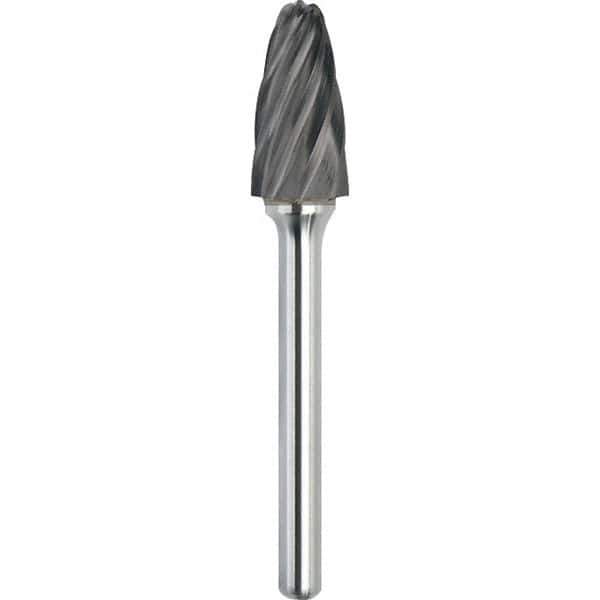 Made in USA - 1/2" Cut Diam, 0.2362" Shank Diam, Tree with Radius Head Aluma Cut Burr - Carbide, 25mm LOC, 70mm OAL - Apex Tool & Supply
