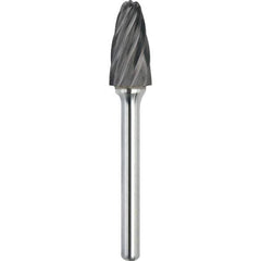 Made in USA - 3/4" Cut Diam, 1/4" Shank Diam, Tree with Radius Head Aluma Cut Burr - Carbide, 1-1/4" LOC, 3" OAL - Apex Tool & Supply