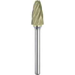 Made in USA - 1/2" Cut Diam, 1/4" Shank Diam, Tree with Radius Head Aluma Cut Burr - Carbide, 1" LOC, 2-3/4" OAL - Apex Tool & Supply