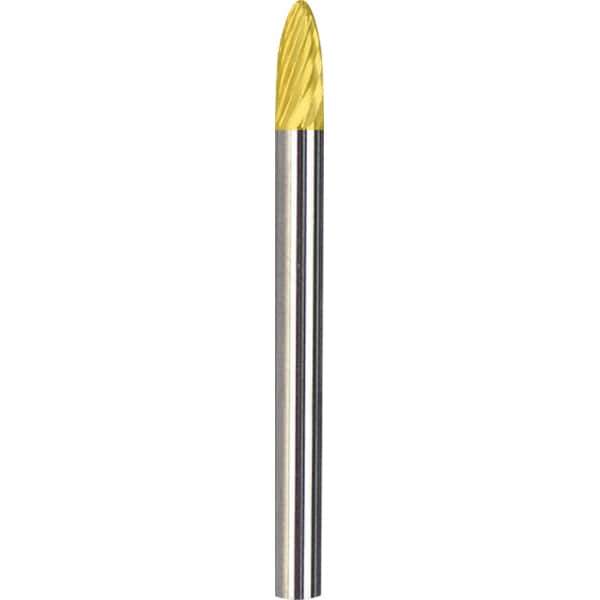 Made in USA - 1/8" Cut Diam, 1/8" Shank Diam, Tree with Radius Head Chipbreaker Cut Burr - Carbide, 5/8" LOC, 1-1/2" OAL - Apex Tool & Supply