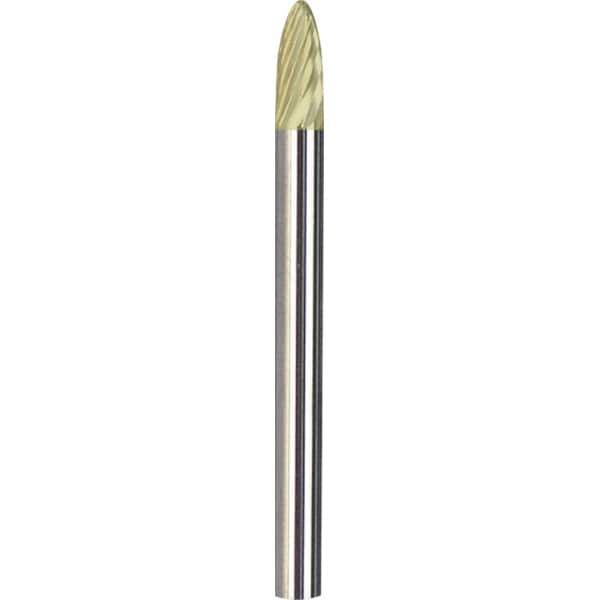 Made in USA - 1/8" Cut Diam, 1/8" Shank Diam, Tree with Radius Head Double Cut Burr - Carbide, 1/2" LOC, 2" OAL - Apex Tool & Supply