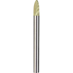 Made in USA - 3mm Cut Diam, 0.1181" Shank Diam, Tree with Radius Head Double Cut Burr - Carbide, 12.7mm LOC, 38mm OAL - Apex Tool & Supply
