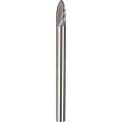 Made in USA - 1/8" Cut Diam, 1/4" Shank Diam, Tree with Radius Head Diamond Cut Burr - Carbide, 1/2" LOC, 2" OAL - Apex Tool & Supply