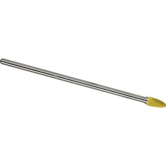 Made in USA - 3/8" Cut Diam, 1/4" Shank Diam, Tree with Radius Head Single Cut Burr - Carbide, 3/4" LOC, 6-3/4" OAL - Apex Tool & Supply