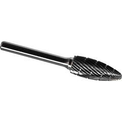 Made in USA - 19mm Cut Diam, 0.2362" Shank Diam, Flame Head Chipbreaker Cut Burr - Carbide, 41mm LOC, 86mm OAL - Apex Tool & Supply