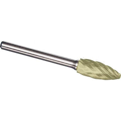Made in USA - 5/16" Cut Diam, 1/4" Shank Diam, Flame Head Aluma Cut Burr - Carbide, 3/4" LOC, 2-1/2" OAL - Apex Tool & Supply