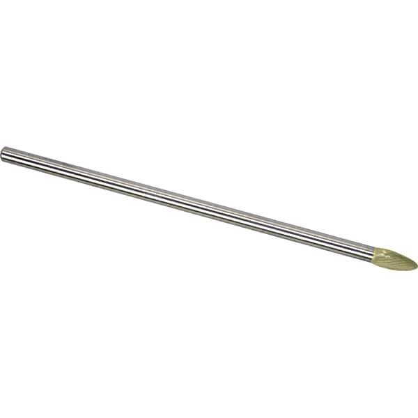 Made in USA - 1/2" Cut Diam, 0.2362" Shank Diam, Flame Head Single Cut Burr - Carbide, 32mm LOC, 182mm OAL - Apex Tool & Supply