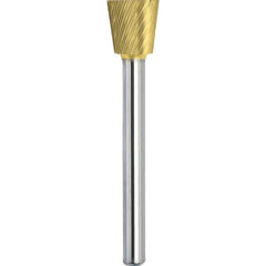 Made in USA - 6.3mm Cut Diam, 0.1181" Shank Diam, Inverted Cone Head Single Cut Burr - Carbide, 6mm LOC, 44mm OAL - Apex Tool & Supply