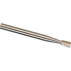 Made in USA - 3/32" Cut Diam, 1/8" Shank Diam, Inverted Cone Head Chipbreaker Cut Burr - Carbide, 1/8" LOC, 1-1/2" OAL - Apex Tool & Supply
