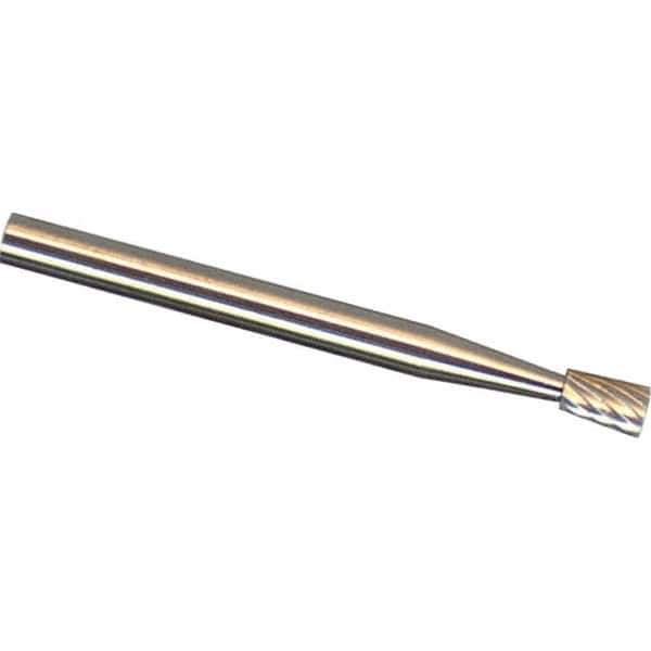 Made in USA - 6mm Cut Diam, 0.2362" Shank Diam, Inverted Cone Head Double Cut Burr - Carbide, 8mm LOC, 50mm OAL - Apex Tool & Supply