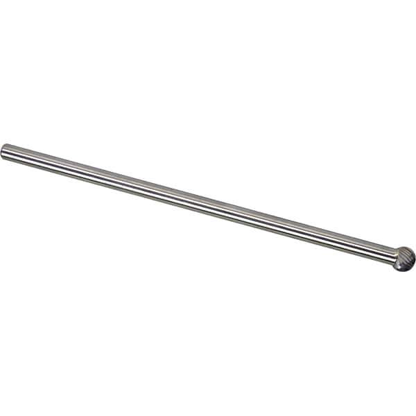 Made in USA - 1/4" Cut Diam, 1/4" Shank Diam, Ball Head Single Cut Burr - Carbide, 7/32" LOC, 6-3/4" OAL - Apex Tool & Supply