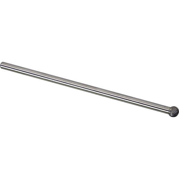 Made in USA - 3/8" Cut Diam, 1/4" Shank Diam, Ball Head Single Cut Burr - Carbide, 5/16" LOC, 6-3/8" OAL - Apex Tool & Supply