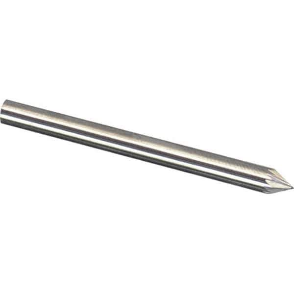 Made in USA - 1/8" Cut Diam, 1/8" Shank Diam, Cone Head Diamond Cut Burr - Carbide, 3/32" LOC, 1-1/2" OAL - Apex Tool & Supply