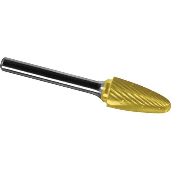 Made in USA - 9.5mm Cut Diam, 0.2362" Shank Diam, Tree with Radius Head Chipbreaker Cut Burr - Carbide, 19mm LOC, 64mm OAL - Apex Tool & Supply