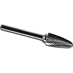 Made in USA - 7/16" Cut Diam, 1/4" Shank Diam, Tree with Radius Head Chipbreaker Cut Burr - Carbide, 1" LOC, 2-3/4" OAL - Apex Tool & Supply