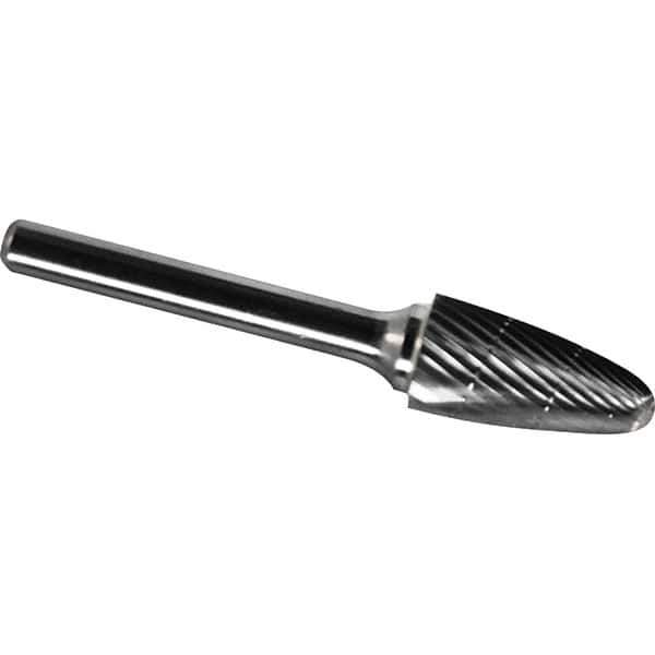 Made in USA - 9.5mm Cut Diam, 0.2362" Shank Diam, Tree with Radius Head Chipbreaker Cut Burr - Carbide, 19mm LOC, 63mm OAL - Apex Tool & Supply