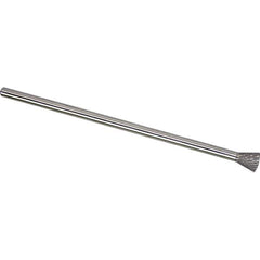 Made in USA - 1/4" Cut Diam, 1/4" Shank Diam, Inverted Cone Head Double Cut Burr - Carbide, 5/16" LOC, 6-3/4" OAL - Apex Tool & Supply
