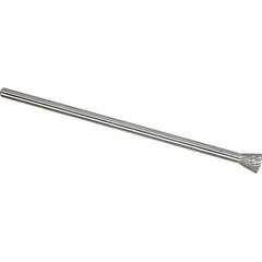 Made in USA - 1/4" Cut Diam, 1/4" Shank Diam, Inverted Cone Head Double Cut Burr - Carbide, 5/16" LOC, 6-3/4" OAL - Apex Tool & Supply