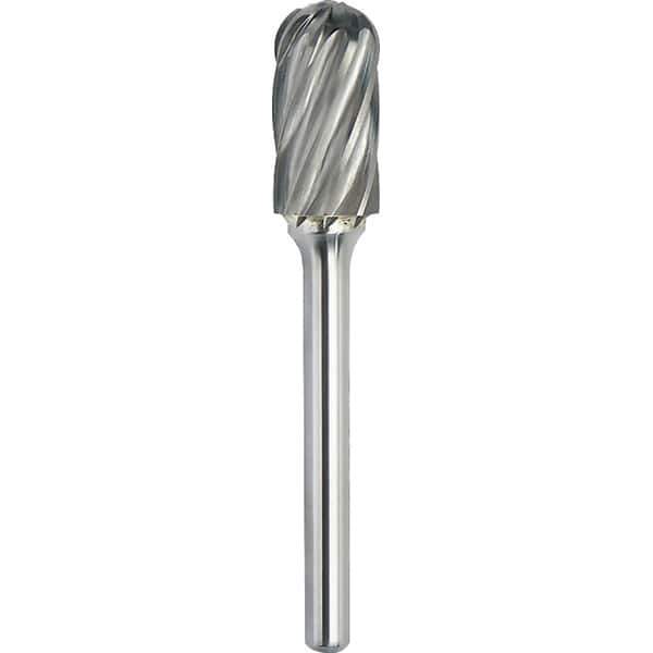 Made in USA - 11mm Cut Diam, 0.2362" Shank Diam, Cylinder with Radius Head Aluma Cut Burr - Carbide, 25mm LOC, 70mm OAL - Apex Tool & Supply