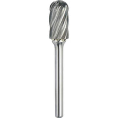 Made in USA - 1" Cut Diam, 0.2362" Shank Diam, Cylinder with Radius Head Aluma Cut Burr - Carbide, 25mm LOC, 70mm OAL - Apex Tool & Supply