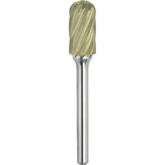 Made in USA - 5mm Cut Diam, 0.2362" Shank Diam, Cylinder with Radius Head Aluma Cut Burr - Carbide, 16mm LOC, 50mm OAL - Apex Tool & Supply