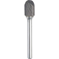 Made in USA - 1" Cut Diam, 0.2362" Shank Diam, Cylinder with Radius Head Double Cut Burr - Carbide, 25mm LOC, 69mm OAL - Apex Tool & Supply