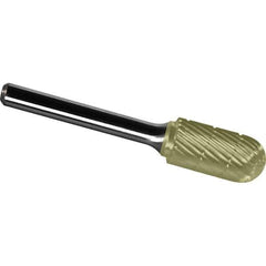 Made in USA - 8mm Cut Diam, 0.2362" Shank Diam, Cylinder with Radius Head Chipbreaker Cut Burr - Carbide, 25mm LOC, 70mm OAL - Apex Tool & Supply