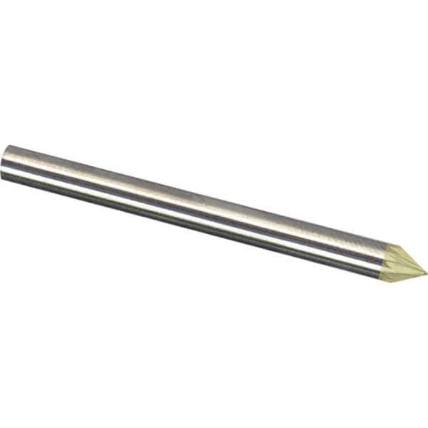 Made in USA - 1/8" Cut Diam, 1/8" Shank Diam, Cone Head Aluma Cut Burr - Carbide, 3/32" LOC, 1-1/2" OAL - Apex Tool & Supply