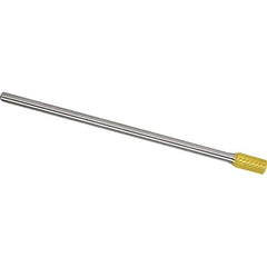 Made in USA - 1/2" Cut Diam, 1/4" Shank Diam, Cylinder Head Diamond Cut Burr - Carbide, 1" LOC, 7" OAL - Apex Tool & Supply