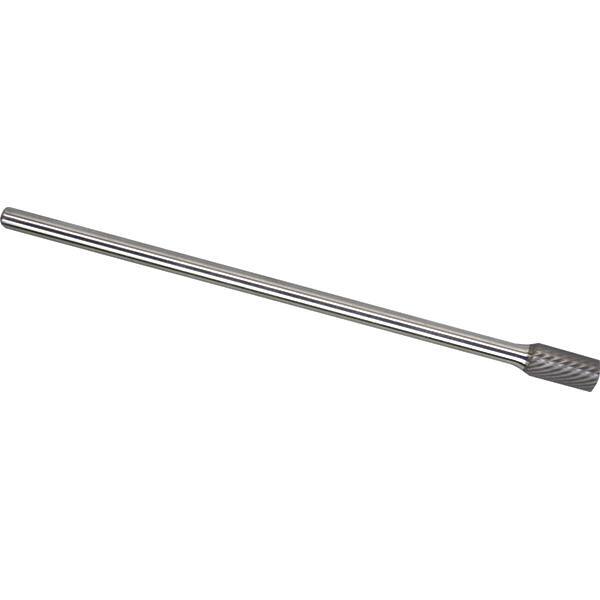 Made in USA - 1/2" Cut Diam, 1/4" Shank Diam, Cylinder Head Diamond Cut Burr - Carbide, 1" LOC, 7" OAL - Apex Tool & Supply