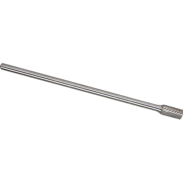 Made in USA - 6mm Cut Diam, 0.2362" Shank Diam, Cylinder Head Single Cut Burr - Carbide, 16mm LOC, 162mm OAL - Apex Tool & Supply