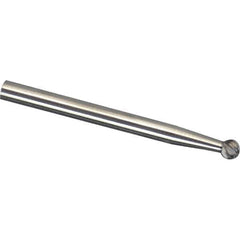 Made in USA - 1/8" Cut Diam, 1/4" Shank Diam, Ball Head Aluma Cut Burr - Carbide, 3/32" LOC, 2" OAL - Apex Tool & Supply