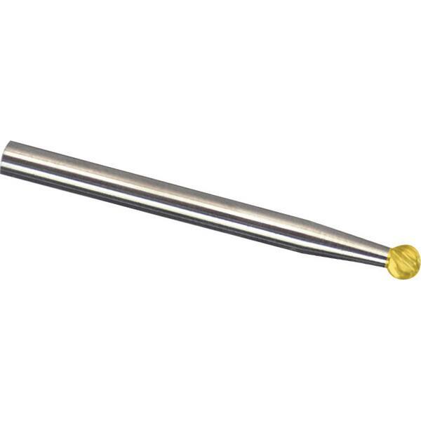 Made in USA - 1/4" Cut Diam, 1/4" Shank Diam, Ball Head Diamond Cut Burr - Carbide, 7/32" LOC, 2" OAL - Apex Tool & Supply