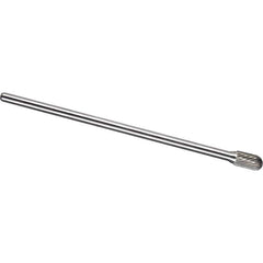 Made in USA - 5/8" Cut Diam, 1/4" Shank Diam, Cylinder with Radius Head Single Cut Burr - Carbide, 1" LOC, 7" OAL - Apex Tool & Supply