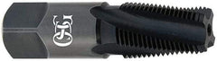 OSG - 3/8-18 NPTF, 15° Helix, 4 Flutes, Bottoming Chamfer, TiCN Finish, High Speed Steel, Spiral Flute Pipe Tap - 0.7" Shank Diam, 1-1/16" Thread Length, 0.3750" Projection, 17/32" Square Size, Series S125 - Apex Tool & Supply