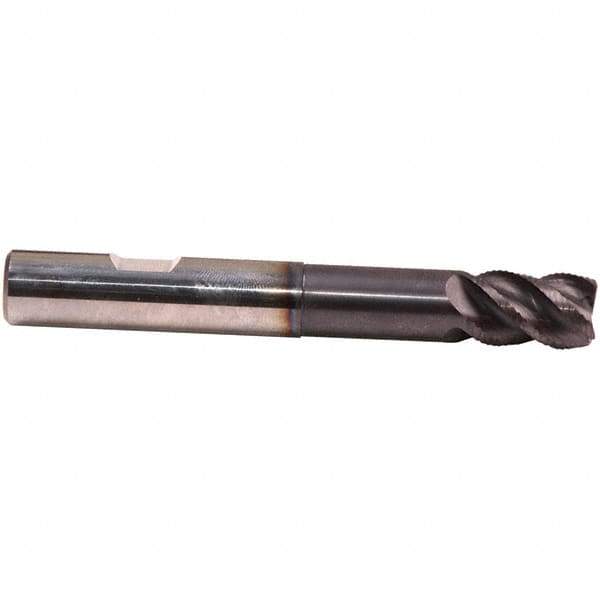 Emuge - 16mm Diam, 24mm LOC, 4 Flute Solid Carbide Roughing & Finishing End Mill - TiAlN Finish, 24mm OAL, 16mm Shank Diam, Weldon Shank, 45° Helix, Centercutting, Extra Long Length - Apex Tool & Supply