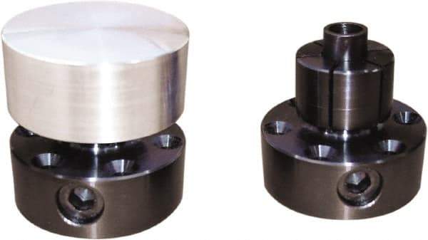 Mitee-Bite - 0.71 to 2.09" Expansion Diam, 4,000 Lb Holding Force, M25 Mounting Screw, M12 Center Screw, Steel ID Expansion Clamps - 2.09" Flange Diam, 3/4" Flange Thickness, 1" Mount Hole Diam, 6 Mount Holes, 1.748" Overall Height, 49 Ft/Lb Torque - Apex Tool & Supply