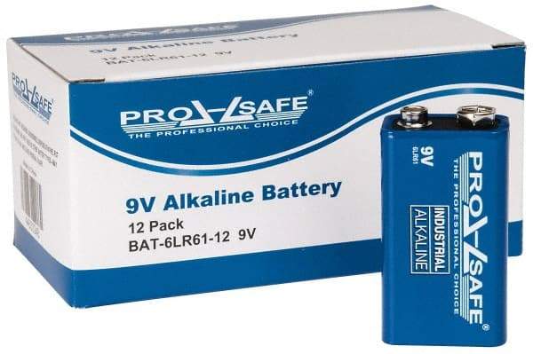 PRO-SAFE - Size 9V, Alkaline, Standard Battery - 9 Volts, Miniature Snap Terminal, 6LR61 - Apex Tool & Supply