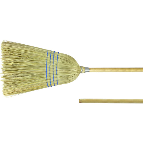 Light Industrial Upright Broom, Corn and Fiber Fill, 57″ Overall Length - Apex Tool & Supply