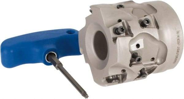 Iscar - 12 Inserts, 2-1/2" Cut Diam, 1" Arbor Diam, 1.41" Max Depth of Cut, Indexable Square-Shoulder Face Mill - 0/90° Lead Angle, 2.362" High, T490 LN.. 1306 Insert Compatibility, Through Coolant, Series Helitang - Apex Tool & Supply