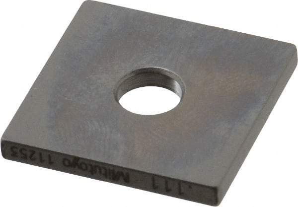 Mitutoyo - 0.111" Square Steel Gage Block - Accuracy Grade 0, Includes Certificate of Inspection - Apex Tool & Supply