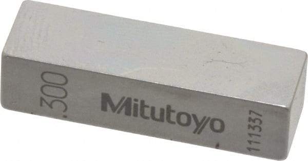 Mitutoyo - 0.3" Rectangular Steel Gage Block - Accuracy Grade AS-1, Includes Certificate of Inspection - Apex Tool & Supply