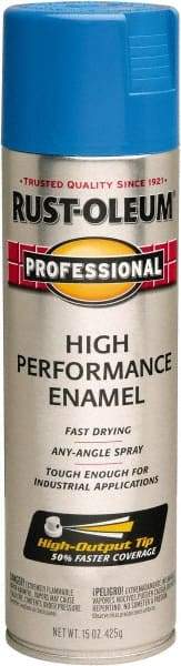 Rust-Oleum - Safety Blue, Gloss, Rust Proof Enamel Spray Paint - 14 Sq Ft per Can, 15 oz Container, Use on Multipurpose - Apex Tool & Supply