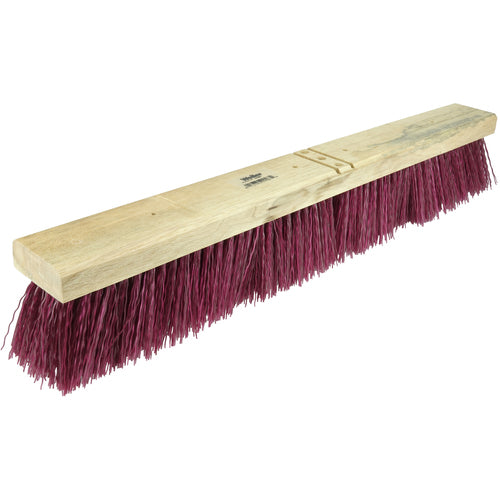 24″ Contractor Garage Broom, Maroon Polypropylene Fill, Includes Brace - Apex Tool & Supply