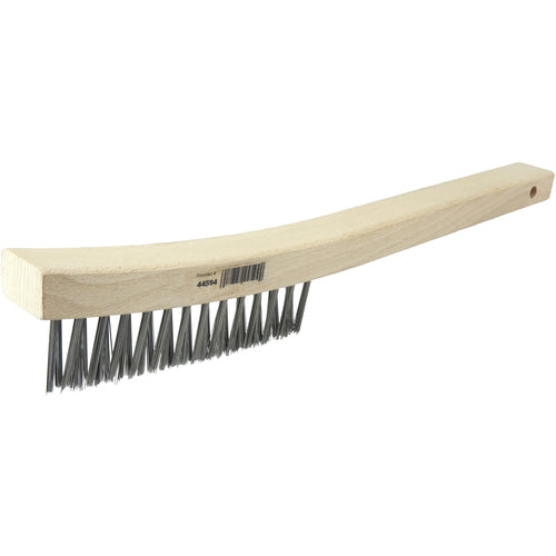 V-Groove Hand Wire Scratch Brush, .012 Steel Fill, Curved Handle, 3 × 19 Rows - Apex Tool & Supply