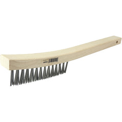 V-Groove Hand Wire Scratch Brush, .012 Steel Fill, Curved Handle, 3 × 19 Rows - Apex Tool & Supply