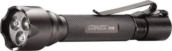 Coast Cutlery - White, Red, Blue LED Bulb, 125 Lumens, Industrial/Tactical Flashlight - Black Aluminum Body, 2 AA Batteries Included - Apex Tool & Supply