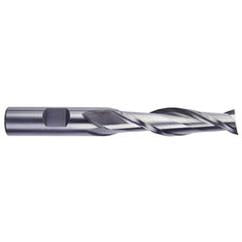 3/16 Dia. x 3-1/16 Overall Length 2-Flute Square End High Speed Steel SE End Mill-Round Shank-Center Cutting -TiN - Apex Tool & Supply