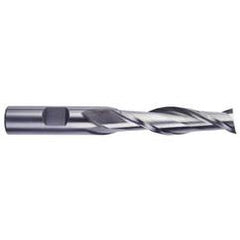 3/16 Dia. x 3-1/16 Overall Length 2-Flute Square End High Speed Steel SE End Mill-Round Shank-Center Cutting -TiN - Apex Tool & Supply
